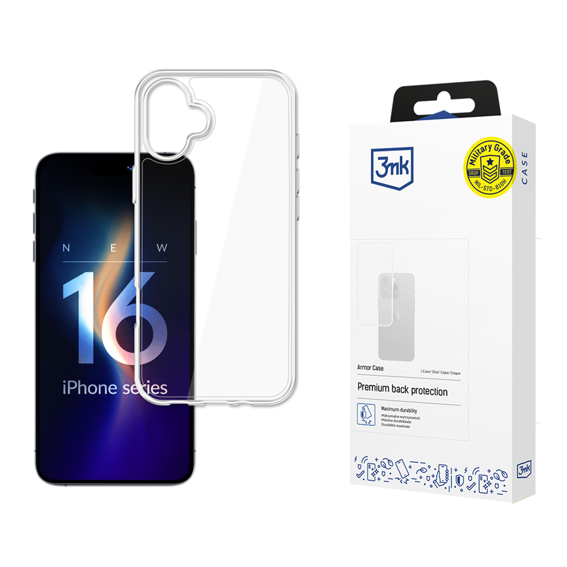 3mk Armor dėklas telefonui iPhone 16 Plus - skaidrus