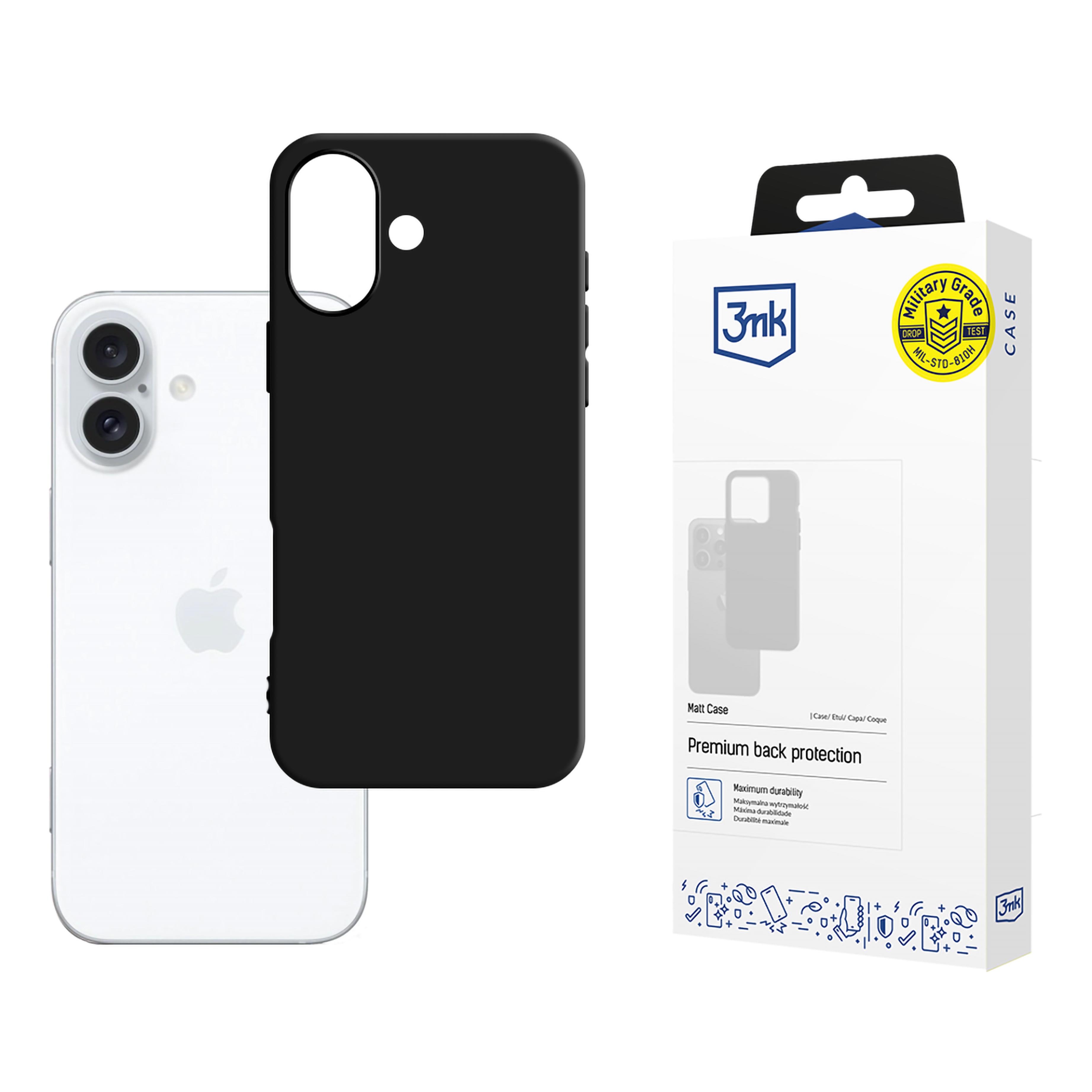 3mk matinis dėklas telefonui iPhone 16 Plus - juodas