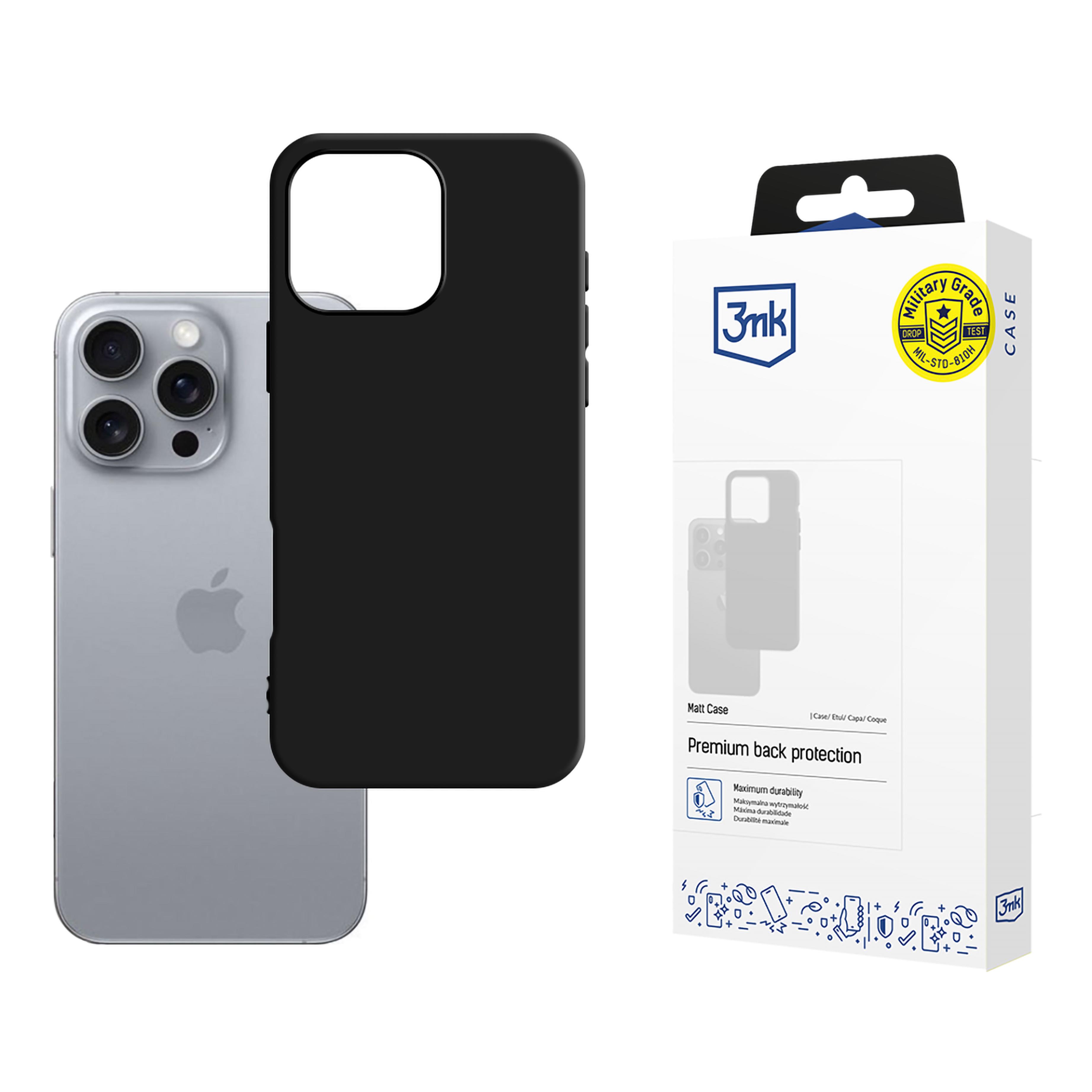 3mk matinė dėklas iPhone 16 Pro - juodas