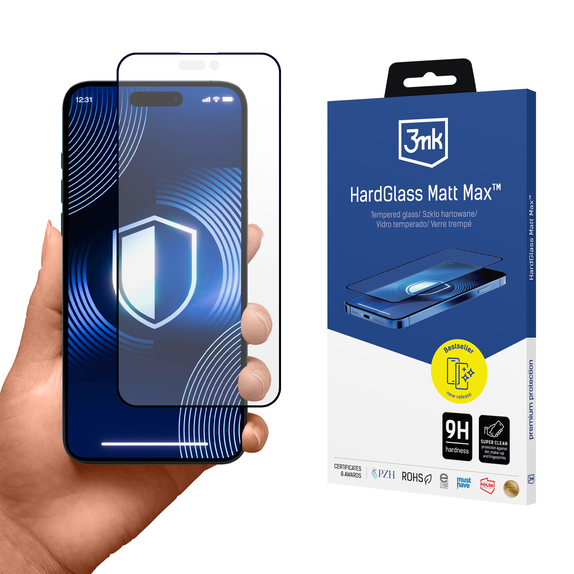 Матовое Закалённое стекло 3mk HardGlass Matt Max для Apple iPhone 15 Plus