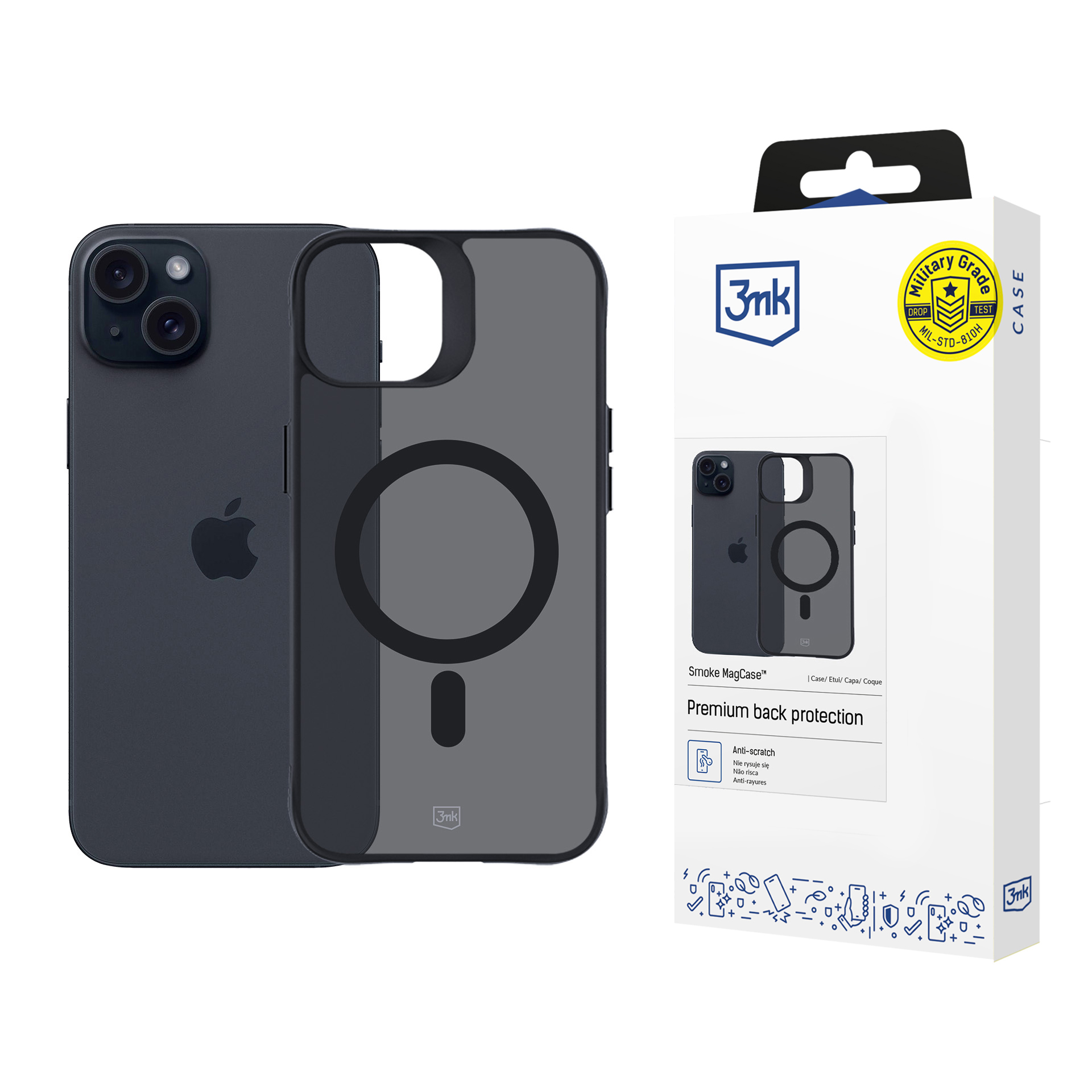 3mk Dūminis MagCase su MagSafe iPhone 15 Plus - pusiau permatomas