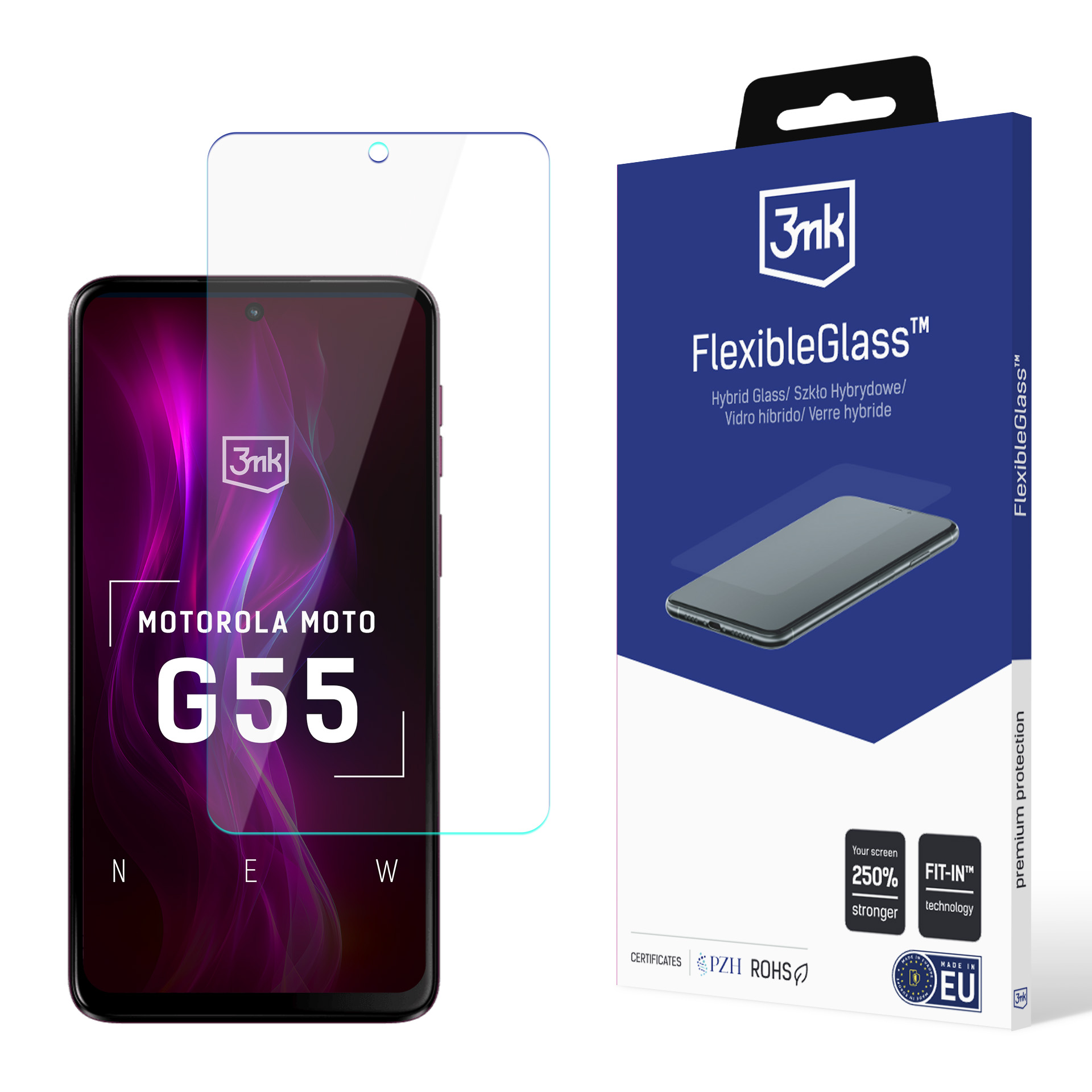 Hibridinis stiklas 3mk FlexibleGlass Motorola Moto G55 5G