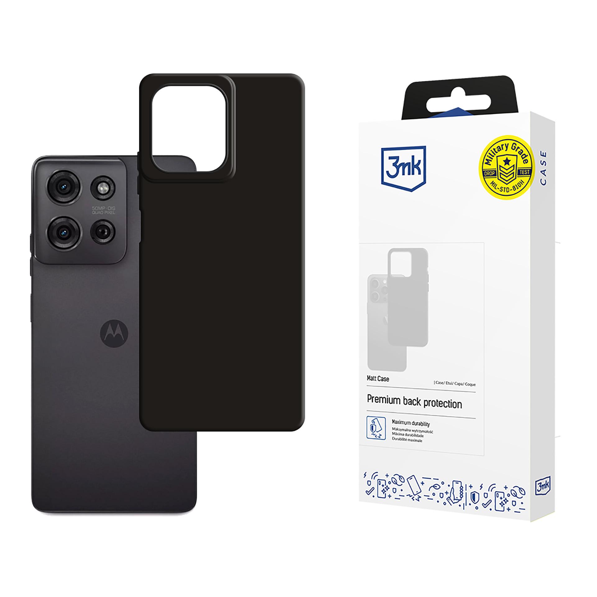 3mk Matinis dėklas Motorola Moto G75 - Juodas