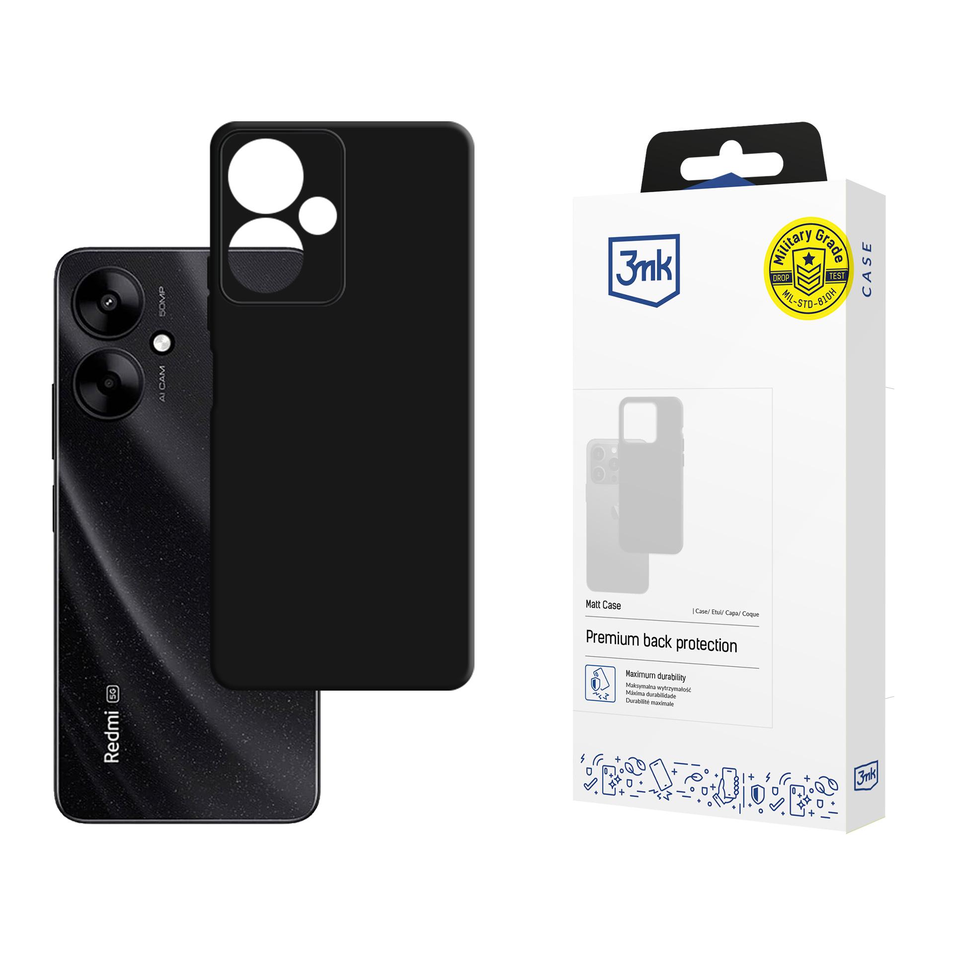3mk Matinis dėklas Xiaomi Redmi 13C 5G - juodas