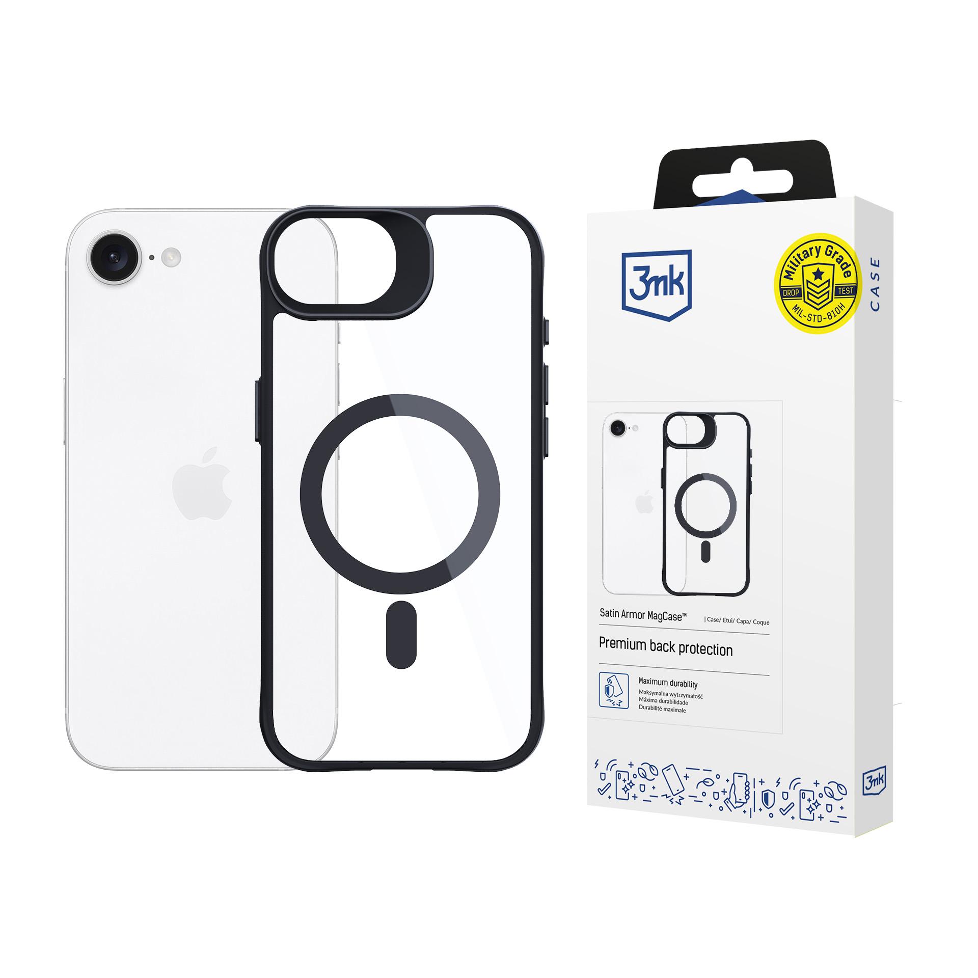 Чехол 3mk Satin Armor MagCase для Apple iPhone 16e / SE 4 - прозрачный