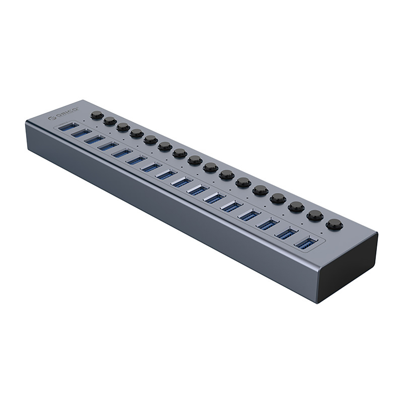 Orico BT2U3-16AB Šakotuvas 16x USB-A 3.0 su jungikliais - pilkas