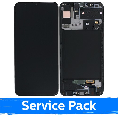 Ekranas skirtas Samsung A307 2019 A30s juodas su rėmeliu (Service Pack)