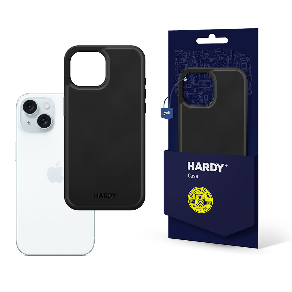 3mk Hardy Apple Silky Leather MagCase odinis magnetinis dėklas Apple iPhone 15 Plus telefonui - juodas