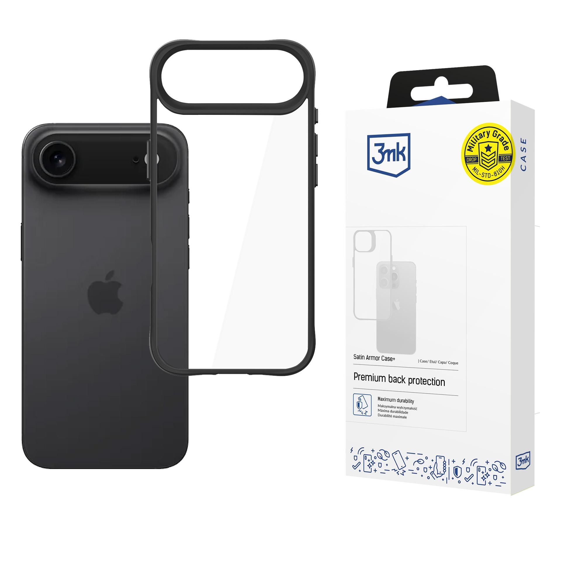 3mk Satino šarvų dėklas telefonui iPhone 17 Air - skaidrus juodas