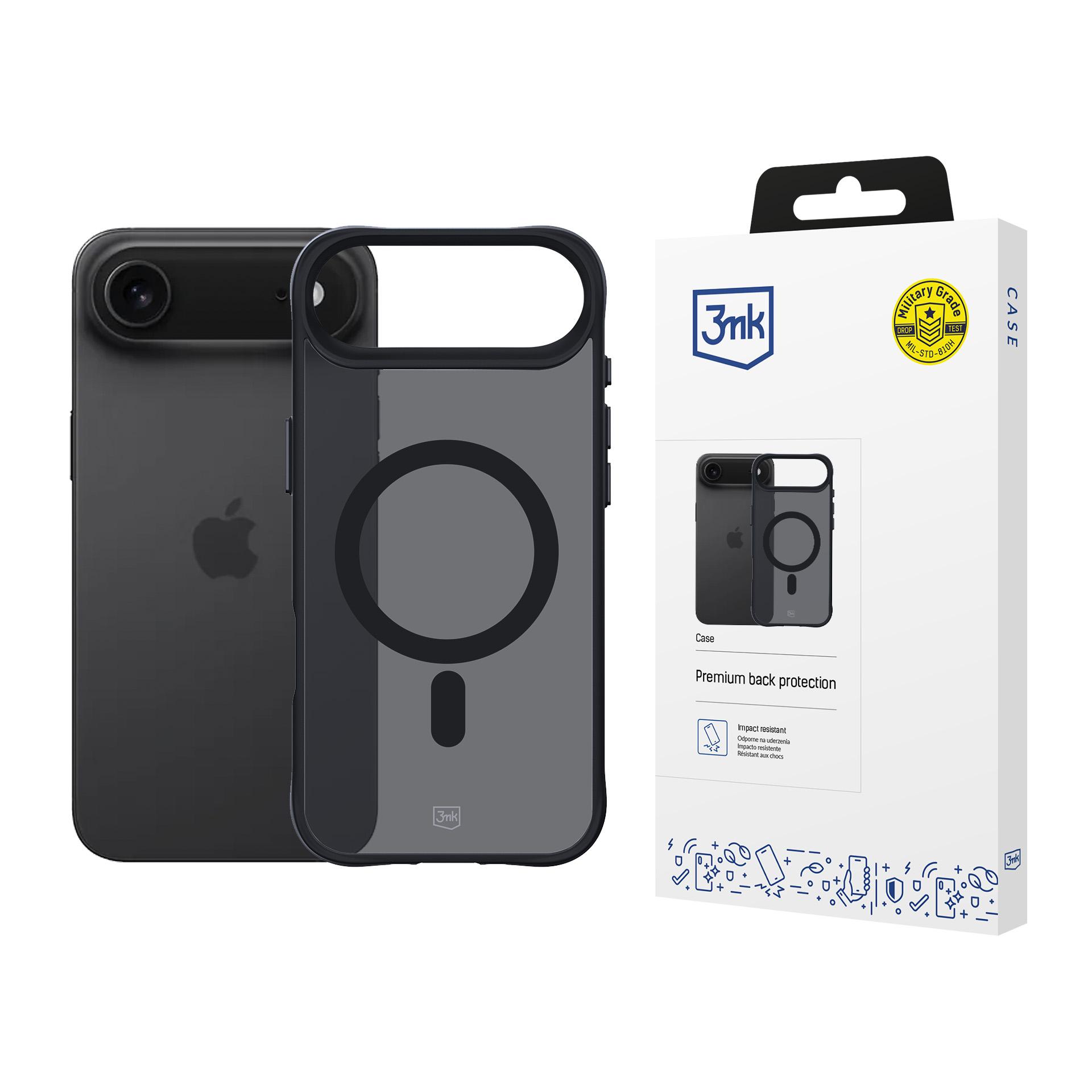 3mk Smoke Magnetinis dėklas telefonui iPhone 17 Air - juodas pusiau skaidrus