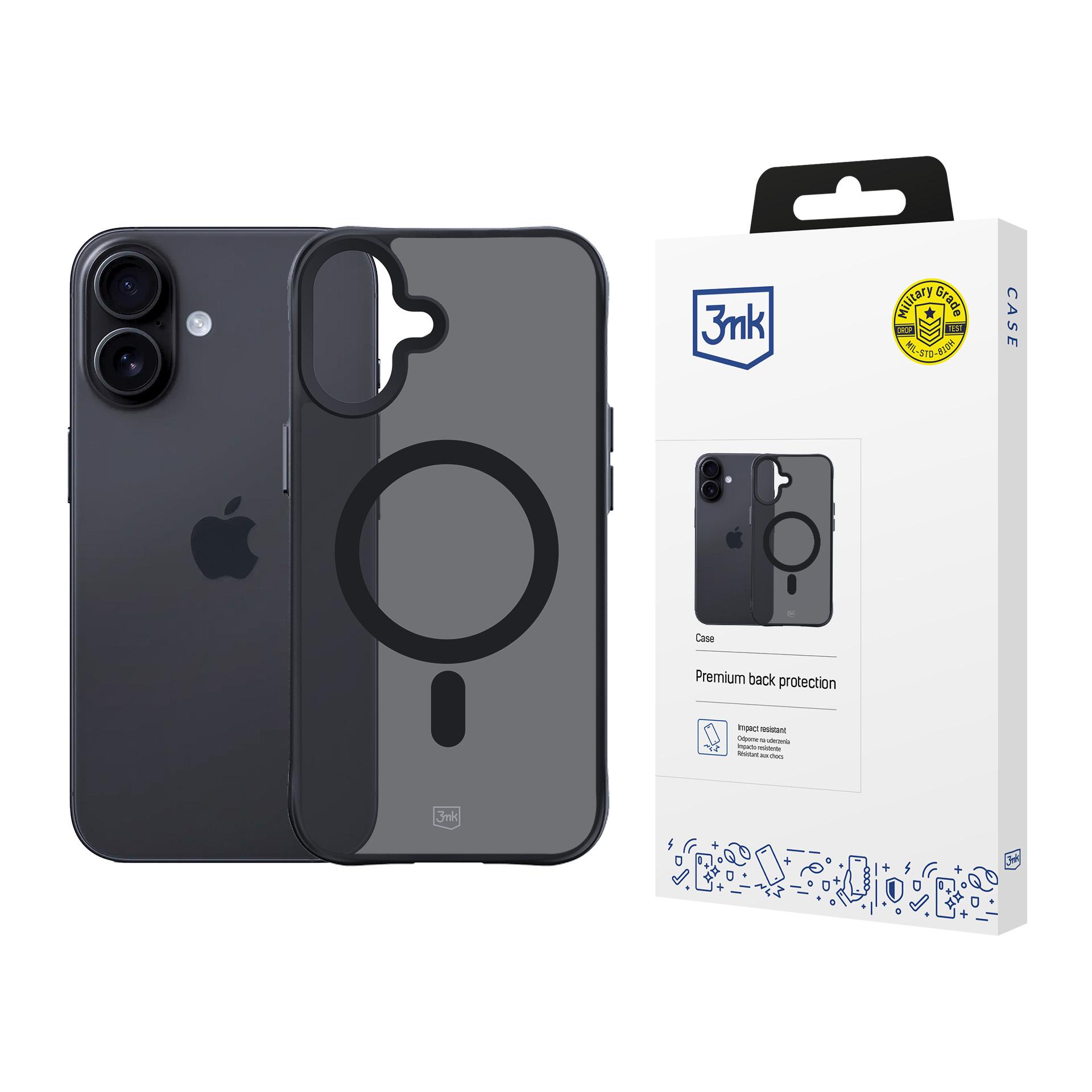 3mk Smoke Magnetinis dėklas telefonui iPhone 17 - juodas pusiau skaidrus