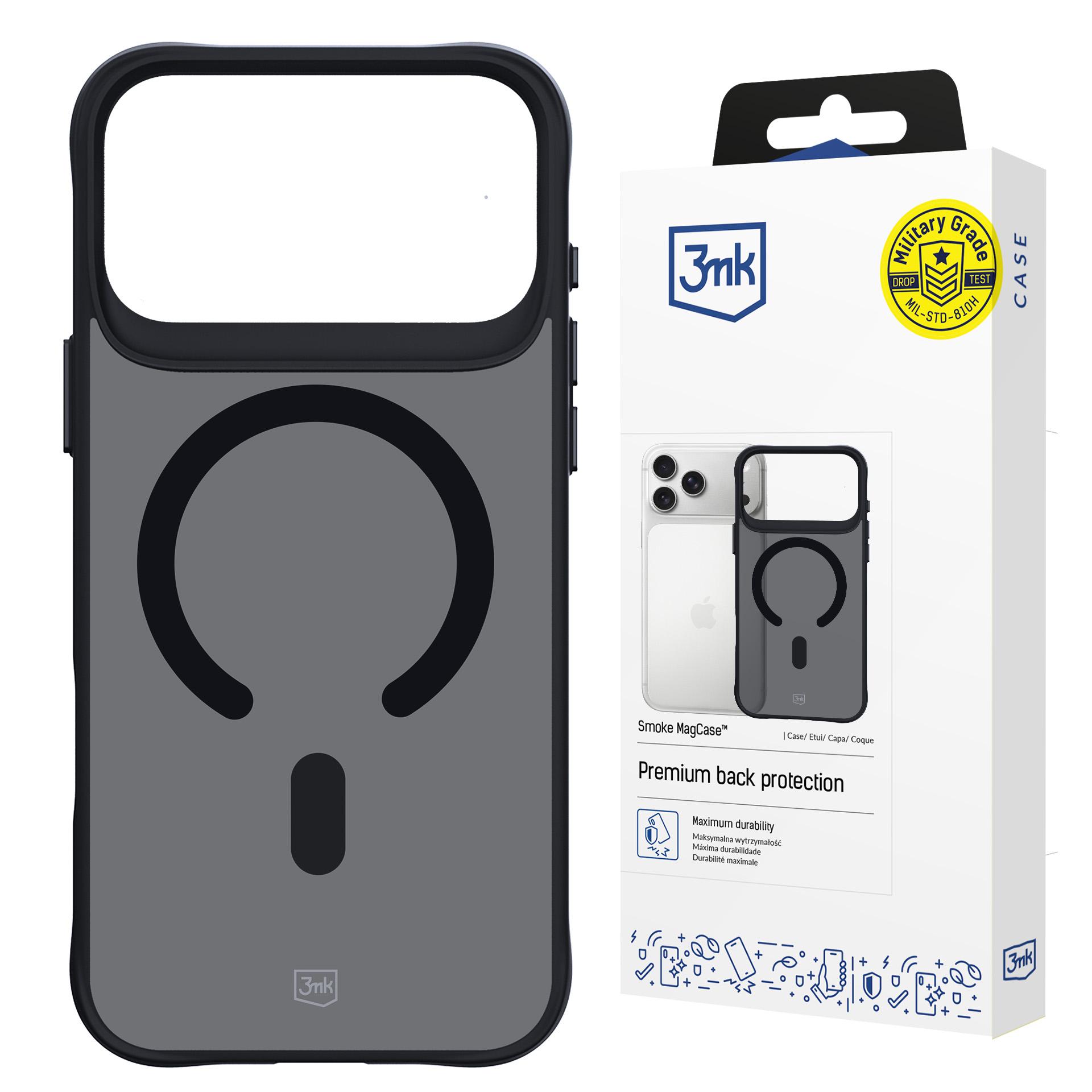 Чехол 3mk Smoke MagCase для iPhone 17 Pro Max - чёрный полупрозрачный