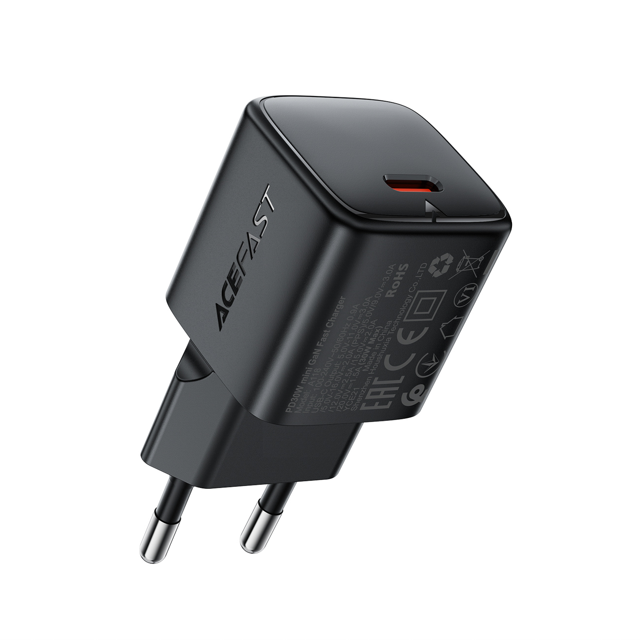 Įkroviklis Acefast A118 30W GaN USB-C juodas