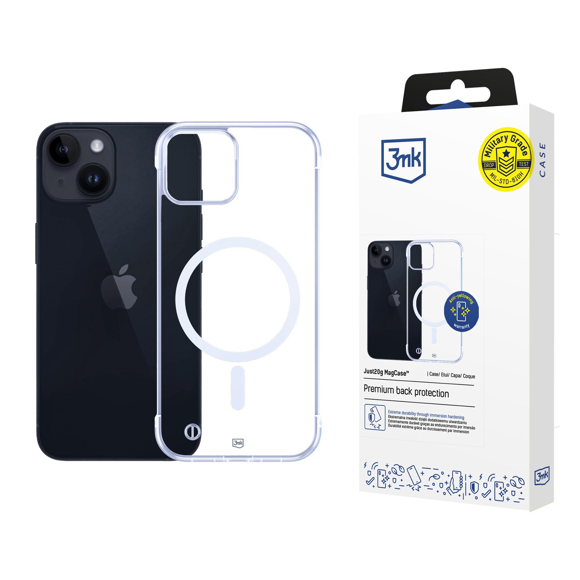 3mk Just20g Magnetinis dėklas iPhone 14 Plus telefonui - permatomas