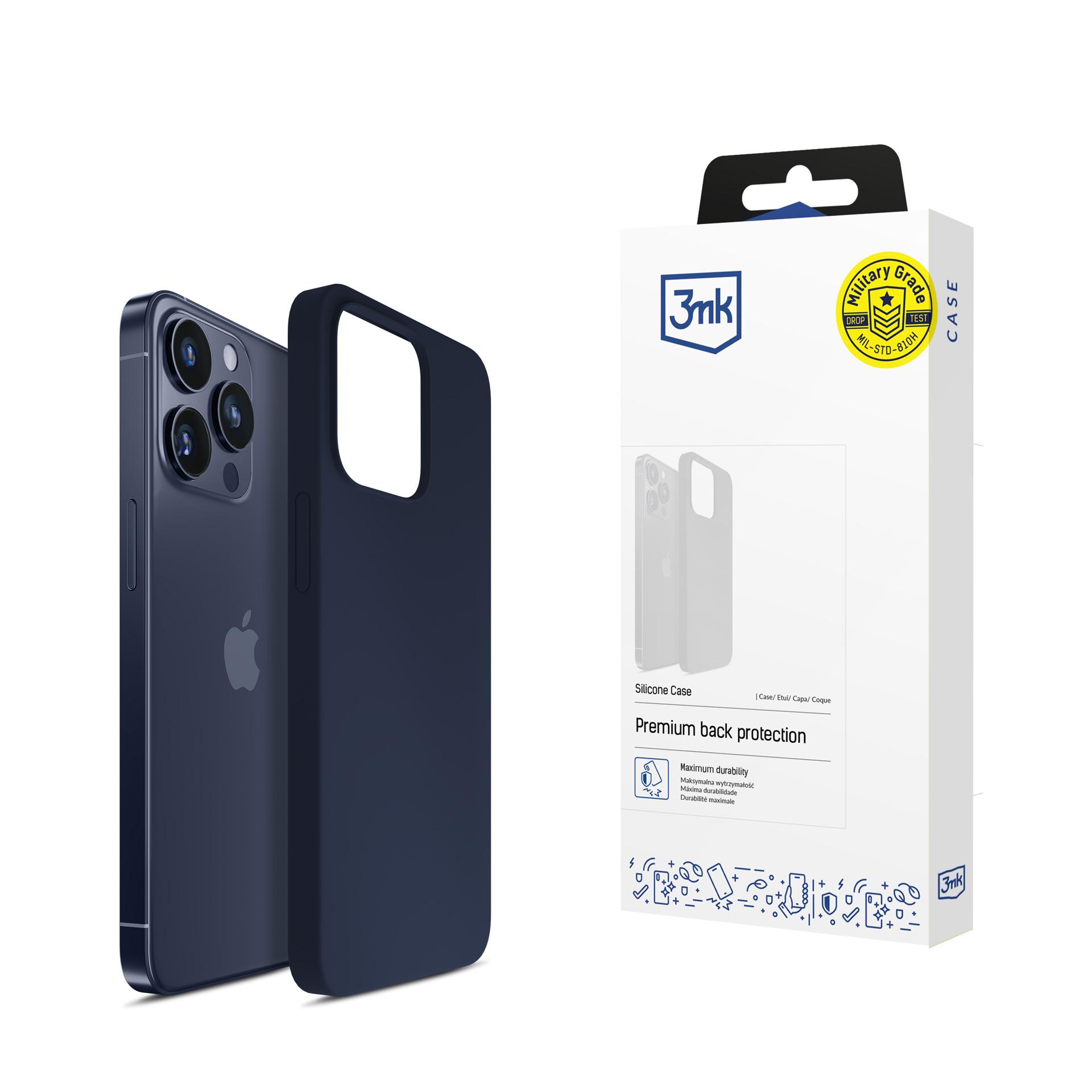 3mk Silicone dėklas telefonui iPhone 16 Pro - tamsiai mėlynas