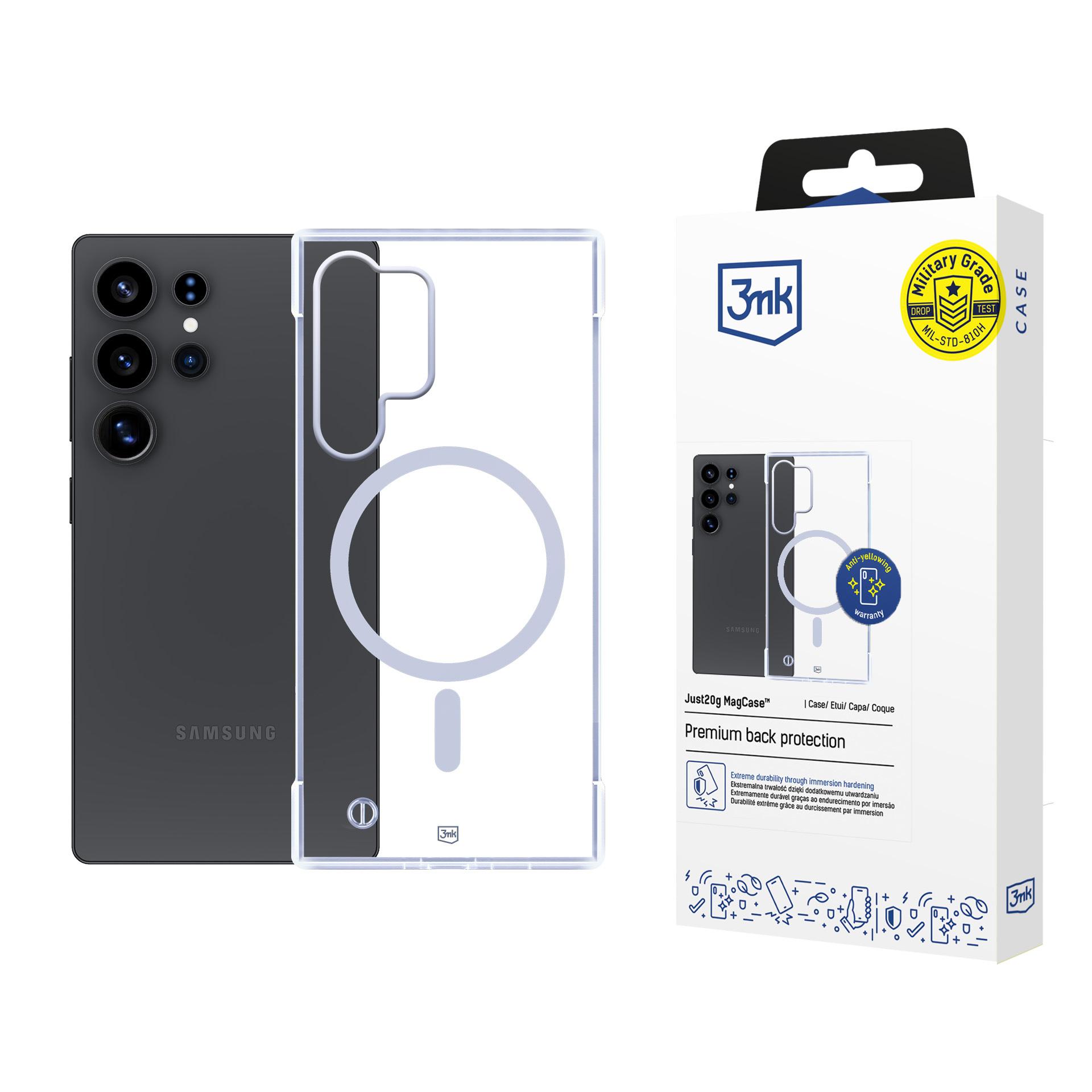 3mk Just20g MagCase dėklas telefonui Samsung Galaxy S25 Ultra - skaidrus