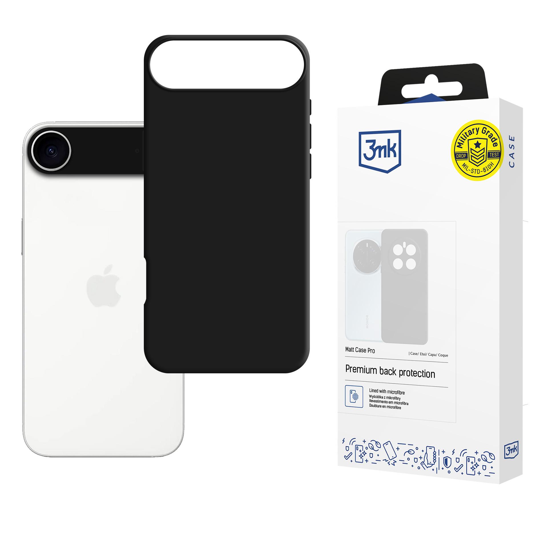 3mk Matinis dėklas telefonui Pro Apple iPhone 17 Air - matinės juodos spalvos