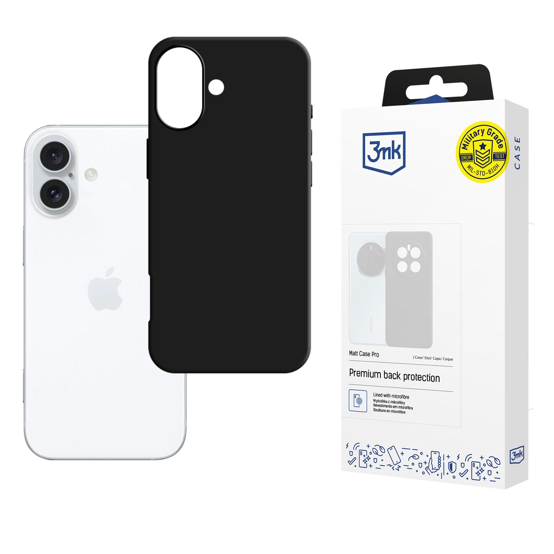 3mk Matt Case Pro dėklas telefonui Apple iPhone 16 Plus - matinė juoda