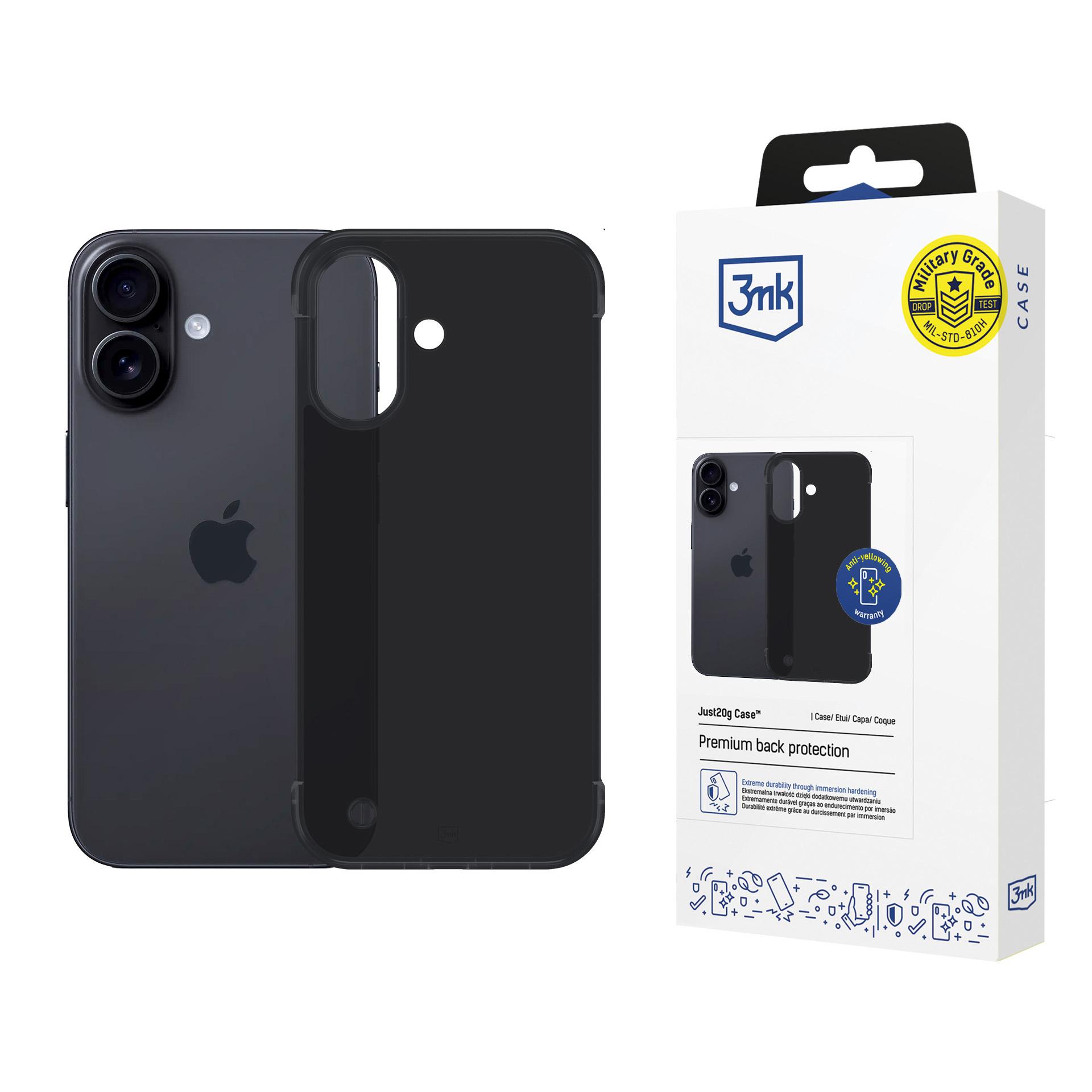 3mk Just20g matinės dėklas telefonui Apple iPhone 16 Plus - matinės juodas
