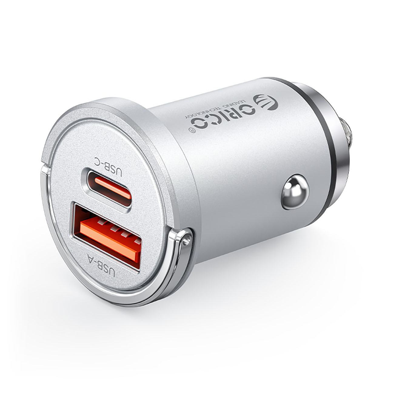 Orico MiniRing Pro 45W USB-A + USB-C automobilinis įkroviklis - sidabrinis
