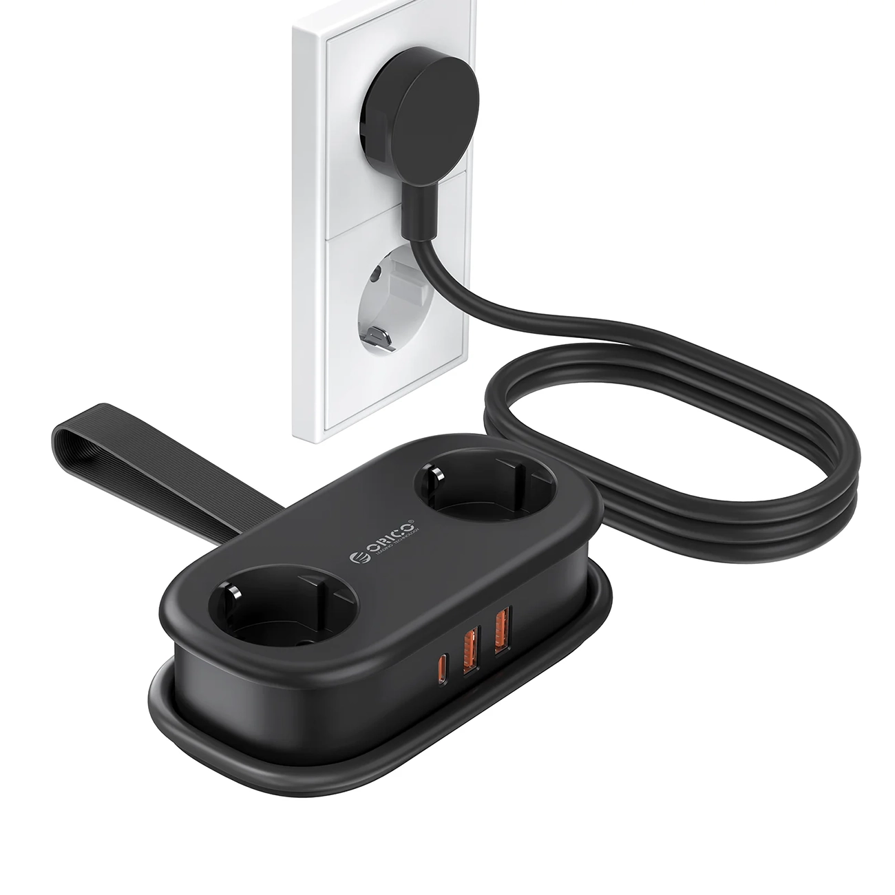 Orico APP 15.5W 5in1 maitinimo blokas 2x AC + 2x USB-A + 1x USB-C - juodas