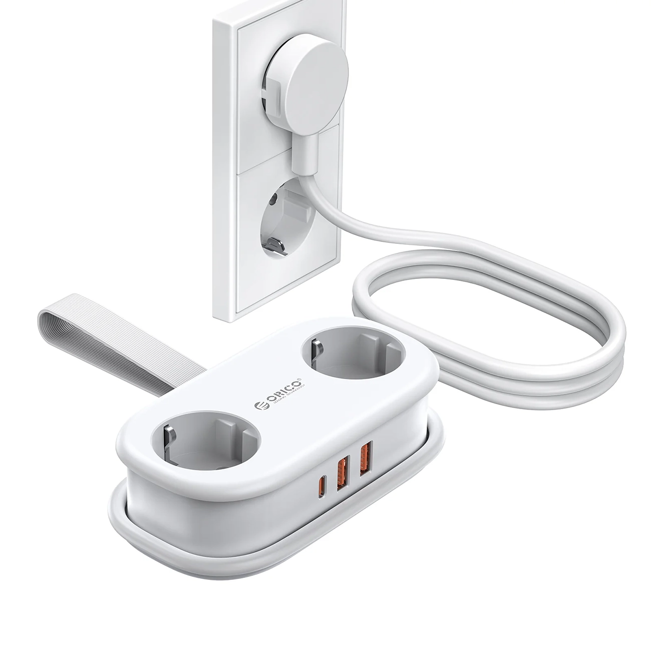 Orico APP 15.5W 5in1 maitinimo blokas 2x AC + 2x USB-A + 1x USB-C - baltas