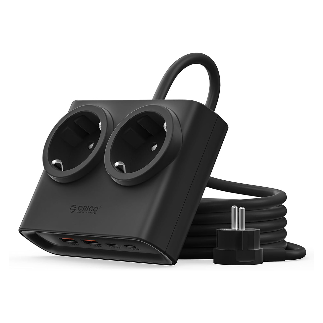 Orico PDC25 25W 6in1 maitinimo blokas 2x AC + 2x USB-A + 2x USB-C - juodas