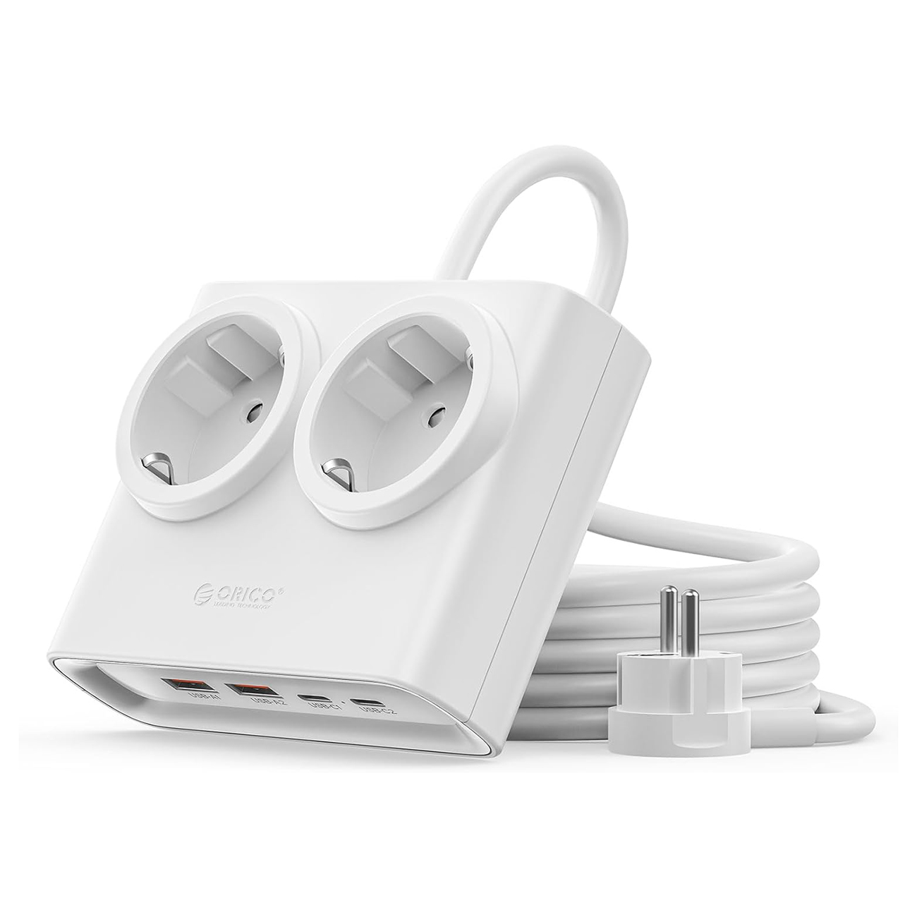 Orico PDC25 25W 6in1 maitinimo blokas 2x AC + 2x USB-A + 2x USB-C - baltas