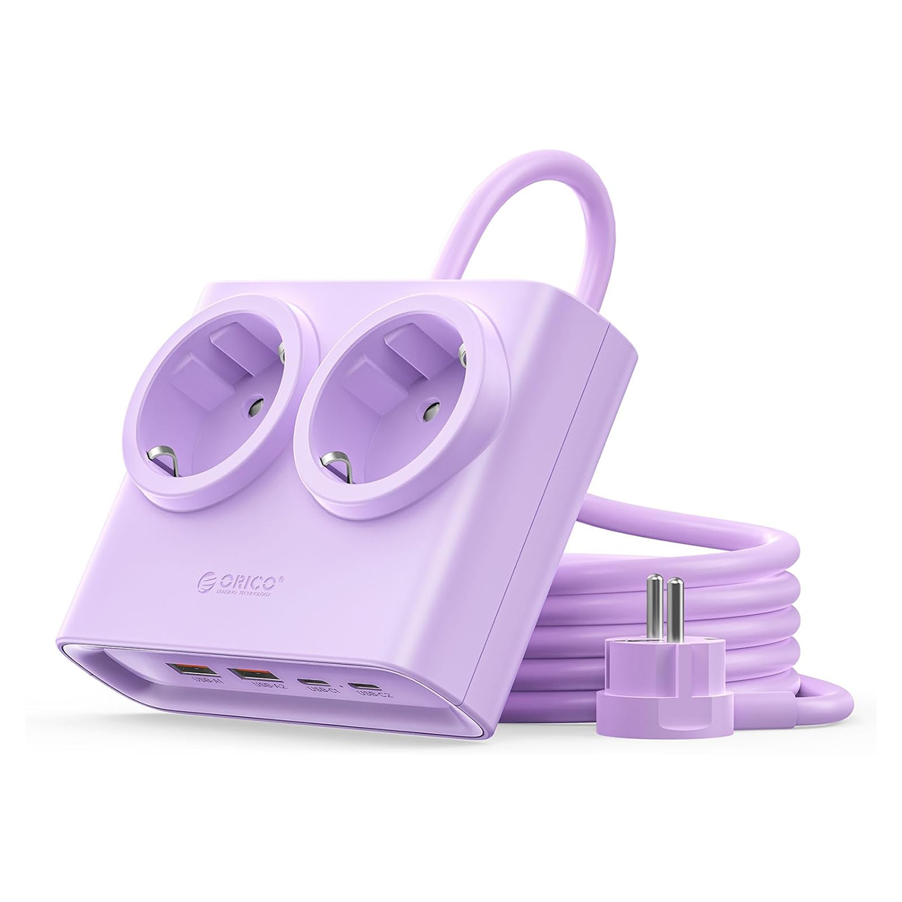 Orico PDC25 25W 6in1 maitinimo blokas 2x AC + 2x USB-A + 2x USB-C - violetinis