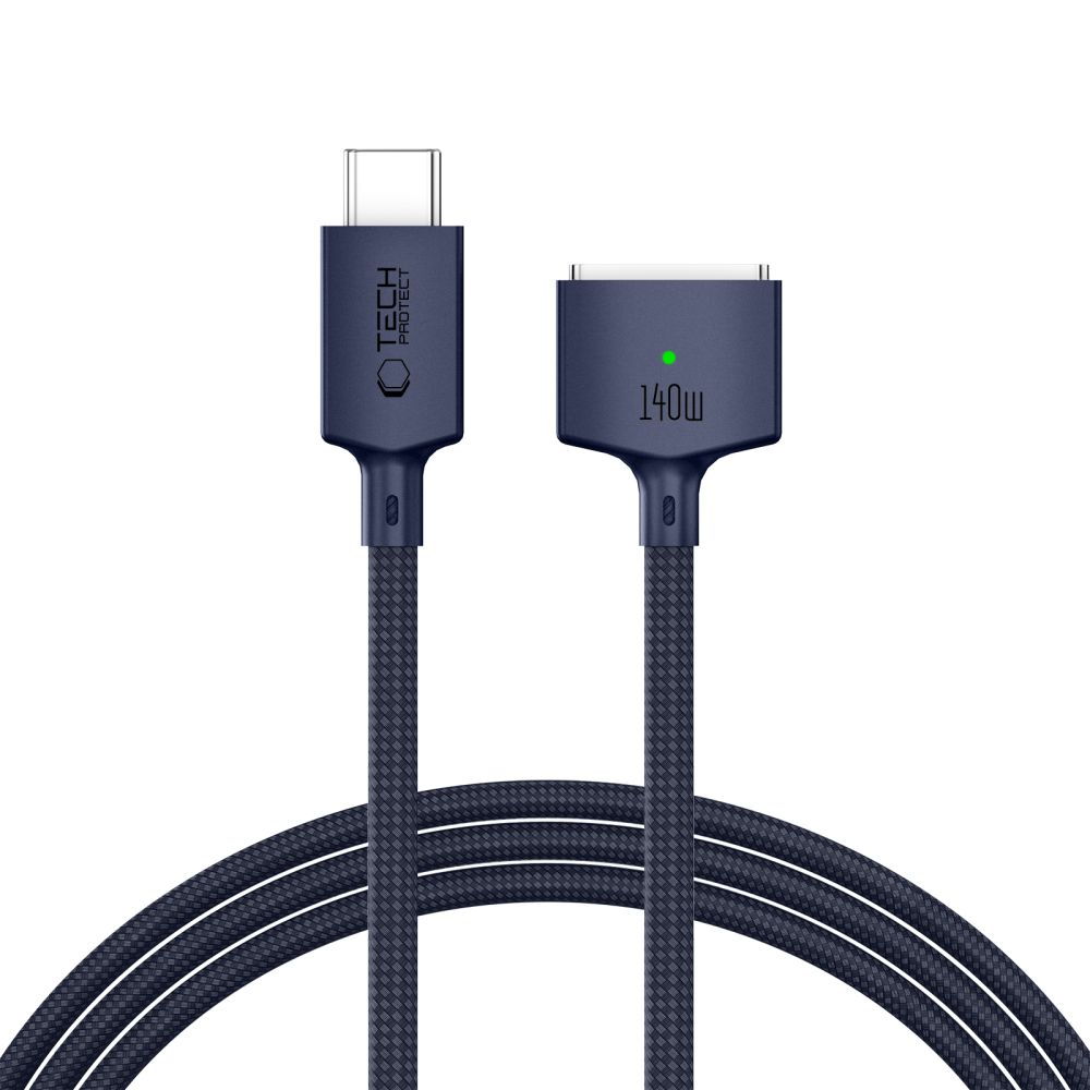 Tech-Protect MMC01 Ultraboost USB-C / USB-C MagSafe 3 140W 200cm laidas MacBook - tamsiai mėlynas