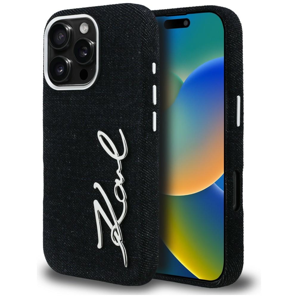 Karl Lagerfeld FW Jeans Signature Logo Dėklas iPhone 16 Pro Max - juodas
