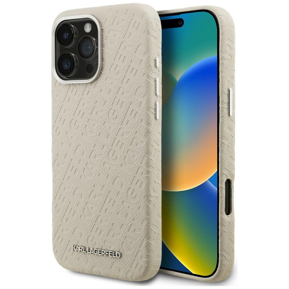 Karl Lagerfeld FW Stamped Karl MagSafe Dėklas iPhone 16 Pro Max - smėlio