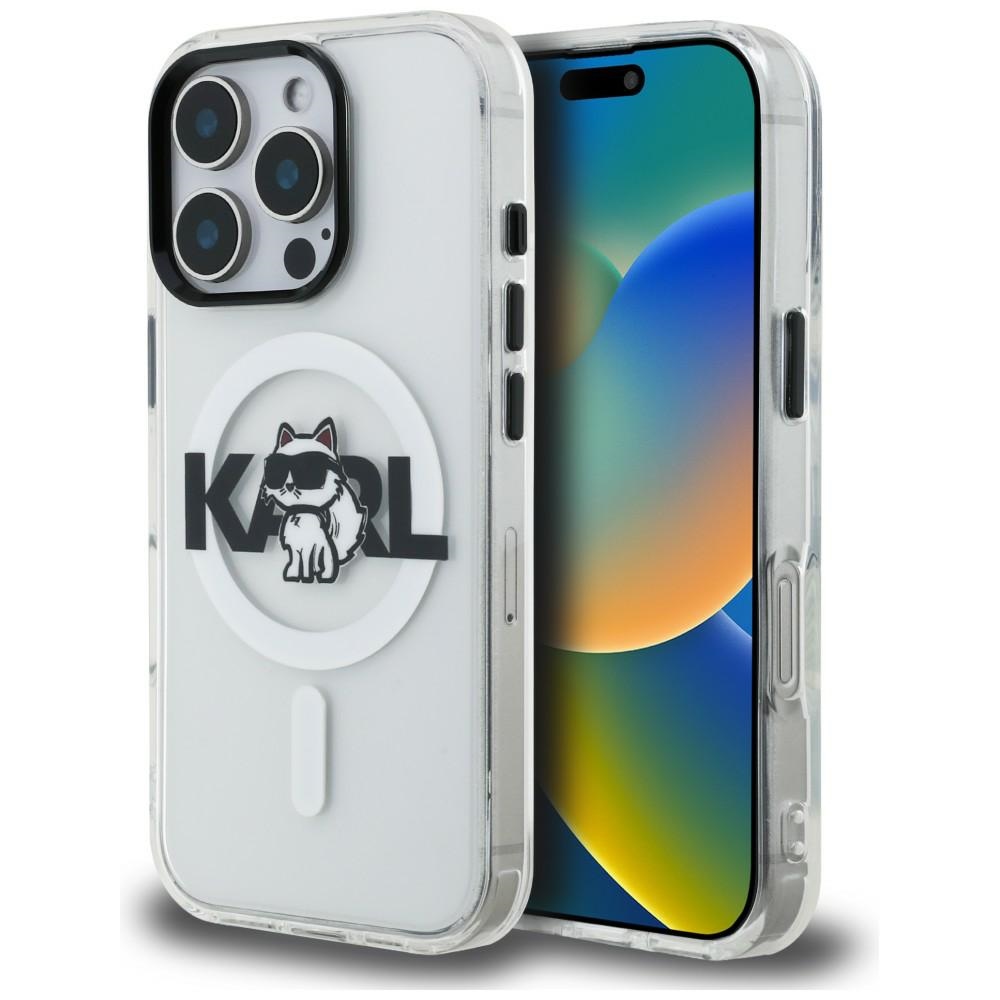 Karl Lagerfeld IML Choupette Sketch Logo MagSafe Dėklas iPhone 16 Pro Max - skaidrus