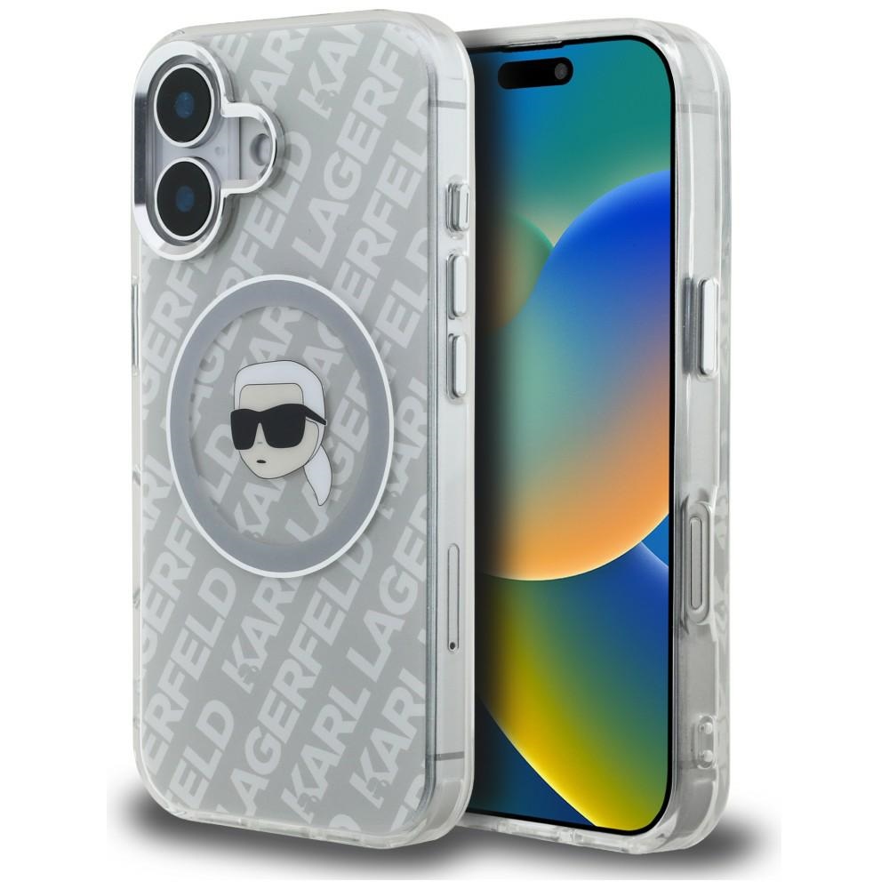 Karl Lagerfeld IML Karl Head Logo MagSafe dėklas iPhone 16 - pilkas