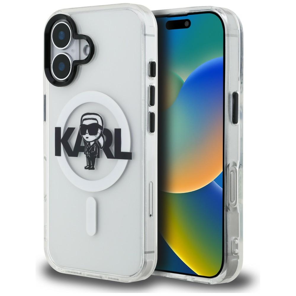 Karl Lagerfeld IML Karl Sketch Logo MagSafe dėklas iPhone 16 - skaidrus