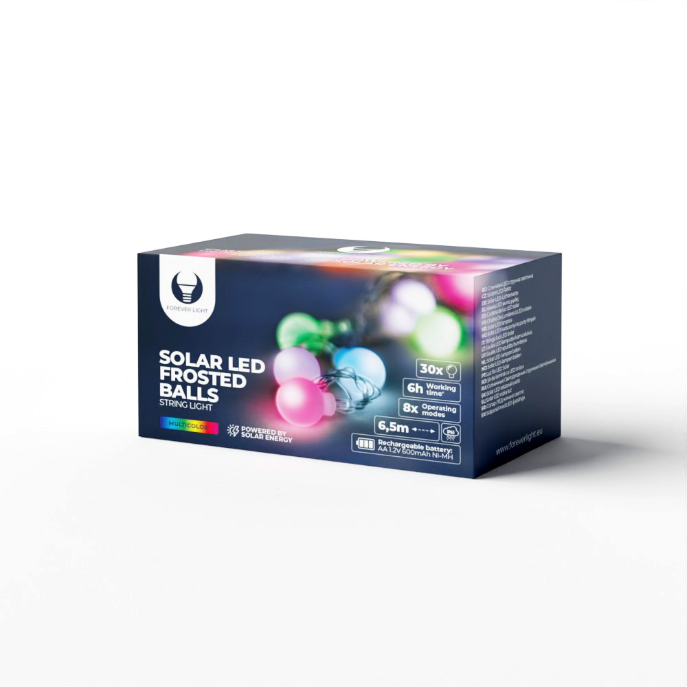 Гирлянда солнечная LED FROSTED BALLS SFB62 6,5m 30 шариков разноцветная Forever Light