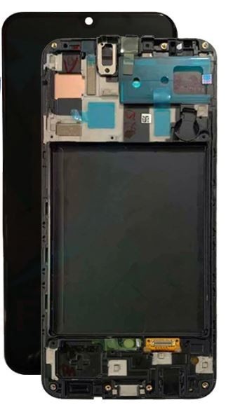 Ekranas Samsung A505 A50 2019 su lietimui jautriu stikliuku ir rėmeliu Black originalus (used Grade C)