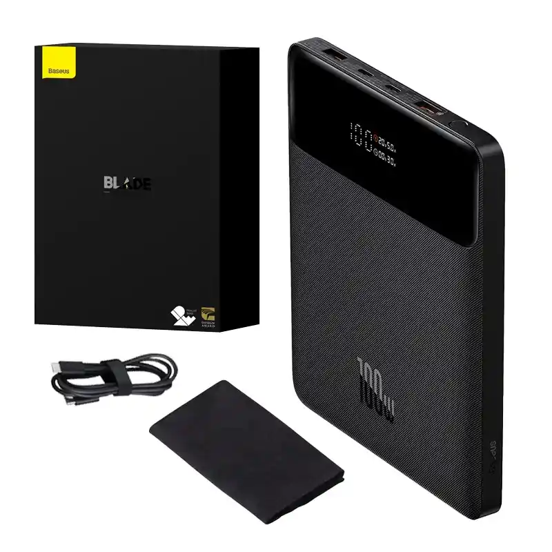 Išorinė baterija Baseus Blade 20000mAh 2xUSB, 2xUSB-C + kabelis USB-C 100W (juoda)