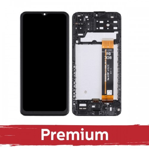 Ekranas skirtas Samsung A137 A13 (2022) juodas su rėmeliu OEM