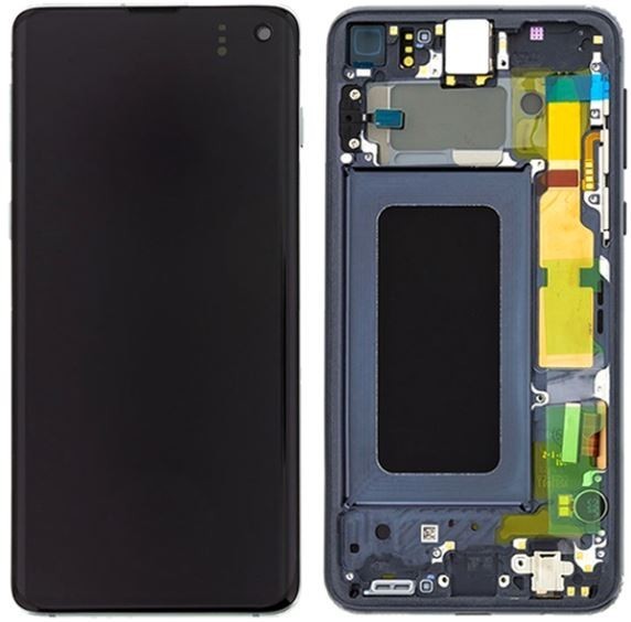 Ekranas Samsung G970F S10e su lietimui jautriu stikliuku ir rėmeliu Black originalus (used Grade B)