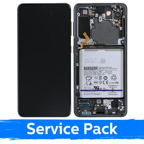 Ekranas skirtas Samsung G991 S21 su rėmeliu / Phantom Grey / (Service Pack) +INCLUDING BATTERY