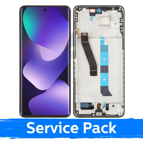 Ekranas skirtas Xiaomi Redmi Note 15 5G su rėmeliu / Black / (Service Pack)