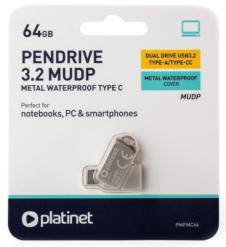 USB atmintinė Platinet Metal UDP 64GB USB 3.2 + Type-C