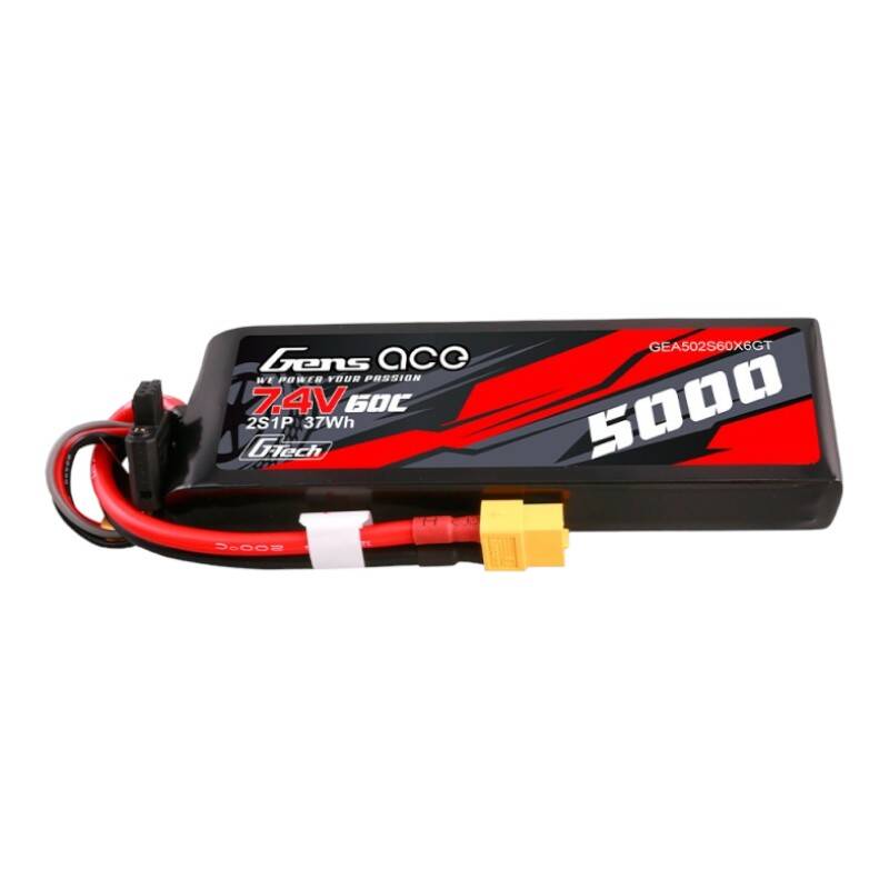 „Gens Ace“ G-Tech 5000 mAh, 7,4 V, 60C, 2S1P LiPo akumuliatorius su korpusu iš PC medžiagos ir XT60 jungtimi
