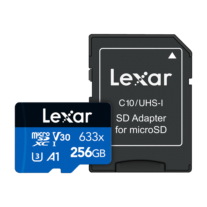 „Lexar“ aukštos kokybės 633x microSDXC 256 GB atminties kortelė + SD adapteris