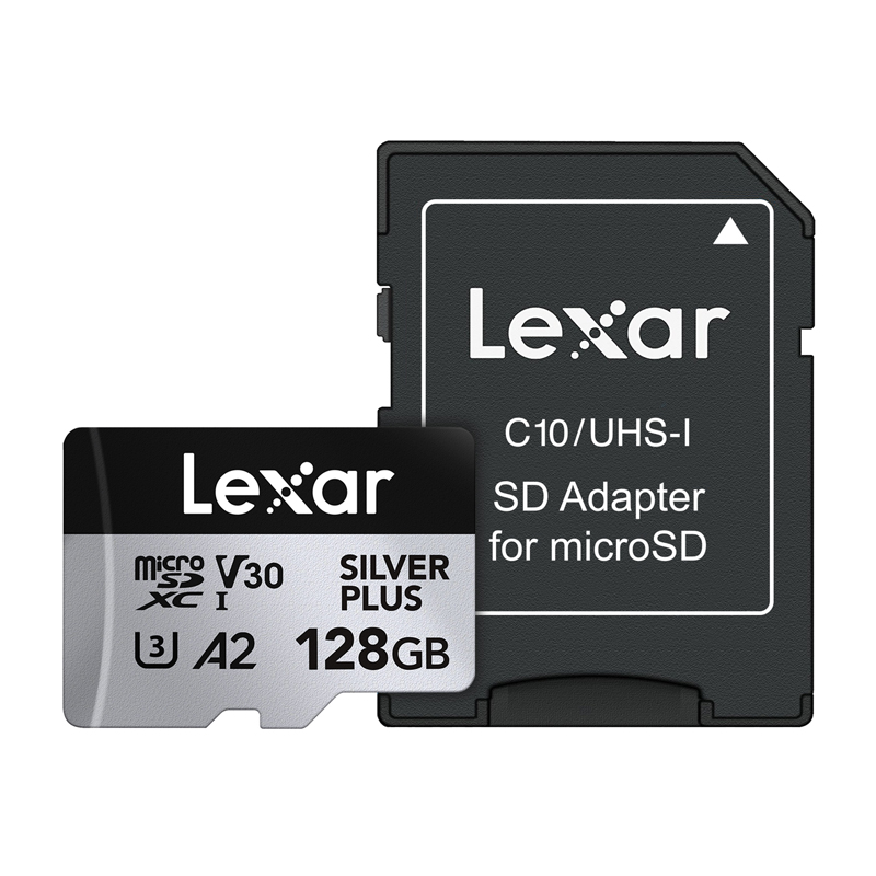 „Lexar High-Performance Silver Plus“ microSDXC atminties kortelė, 128 GB + adapteris