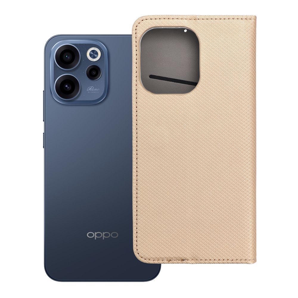 Atverčiamas Smart Case Book dėklas, skirtas Oppo Reno 15, auksinis