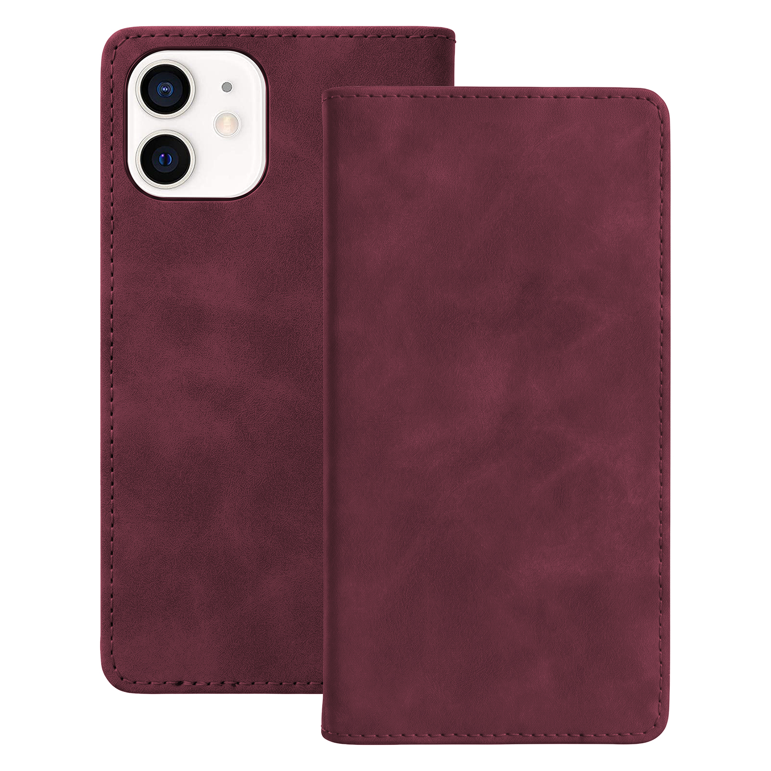 Smart Suede dėklas, skirtas iPhone 12 / 12 Pro, bordo