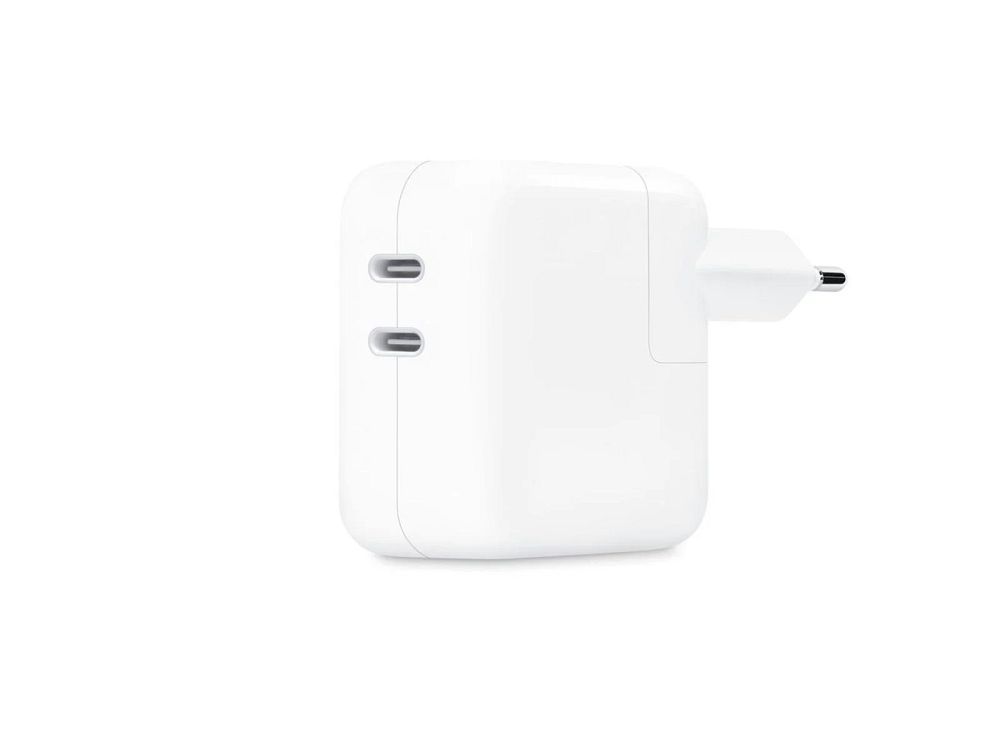 Оригинальное зарядное устройство Apple MW2K3ZM/A с 2x Type C разъемами 35W белый блистер