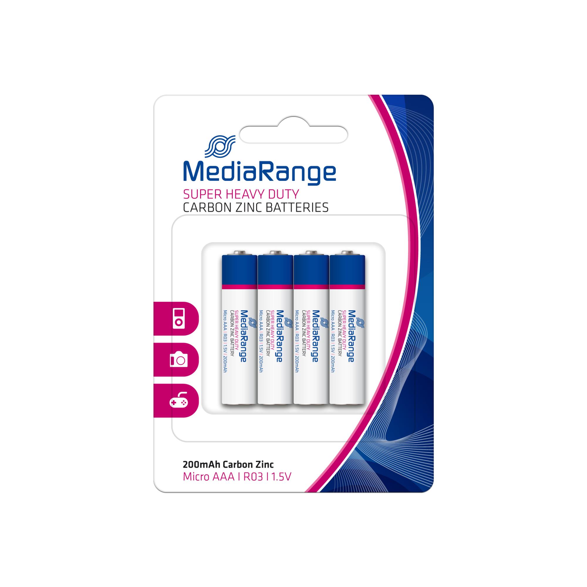 Аккумулятор CARBON-ZINC AAA 1.5V/4шт MRBAT141 MEDIARANGE